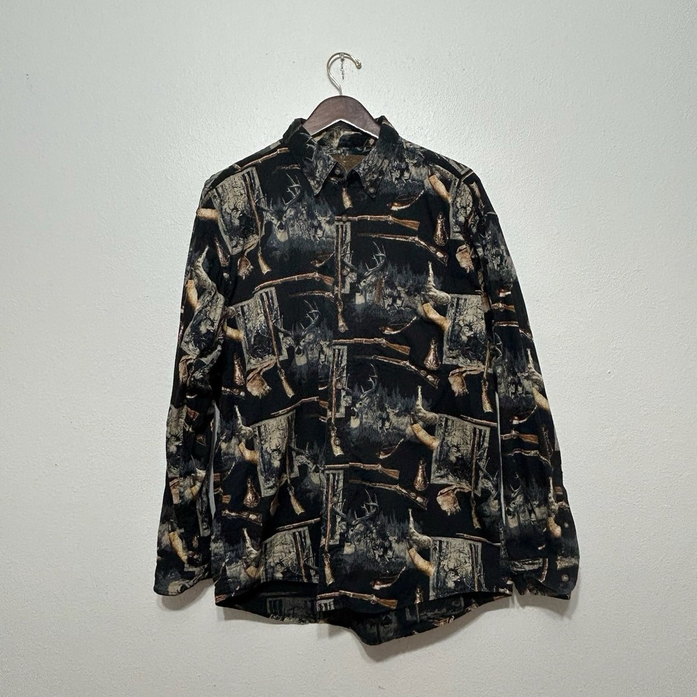 Legendary Whitetails AOP Deer Hunting Long Sleeve Button Up‎ Shirt Mens Size L